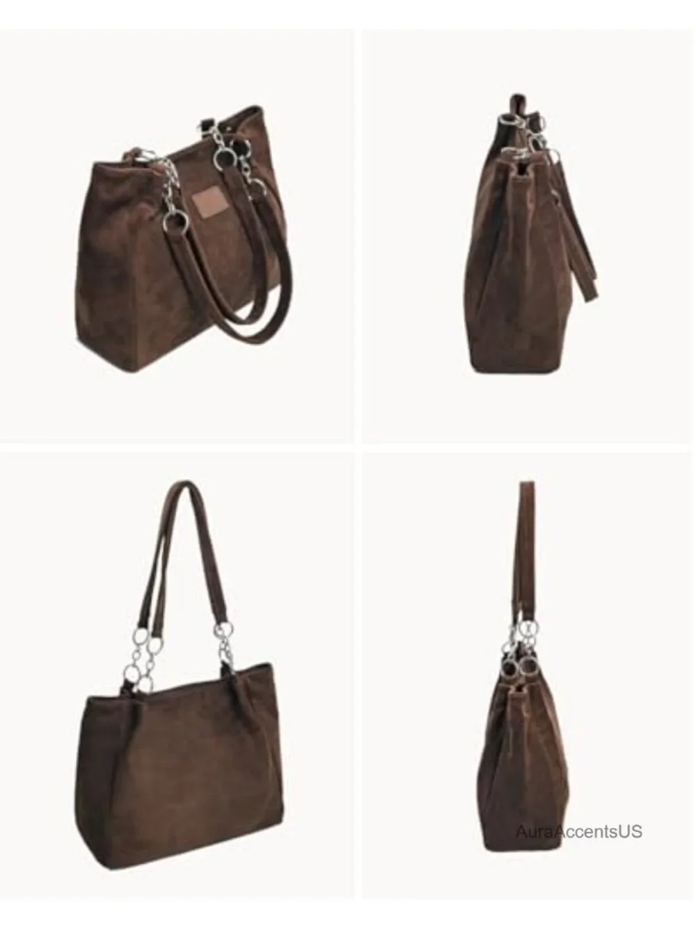 Women's Suede Tote Bag Casual Shoulder Shopper Handbag
